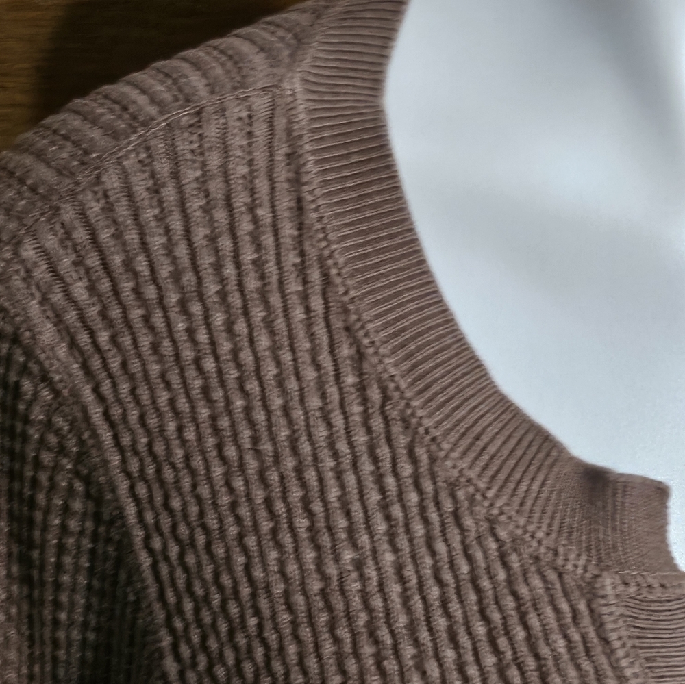 Relativity Ribbed Split neck Cardigan Brown Size L - Picture 5 of 12